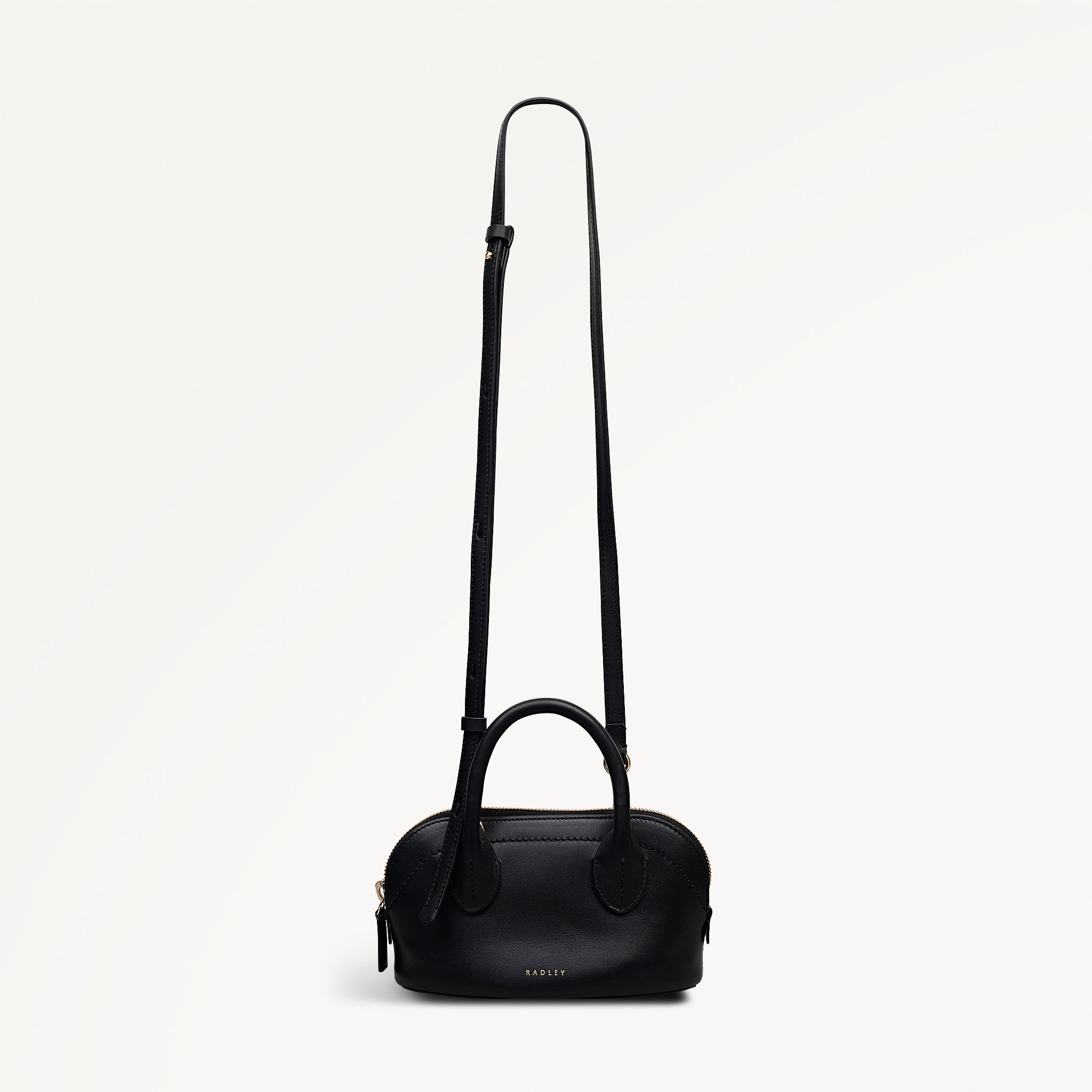 The Muriel Leather Micro Ziptop Satchel Bag in Black - 112296