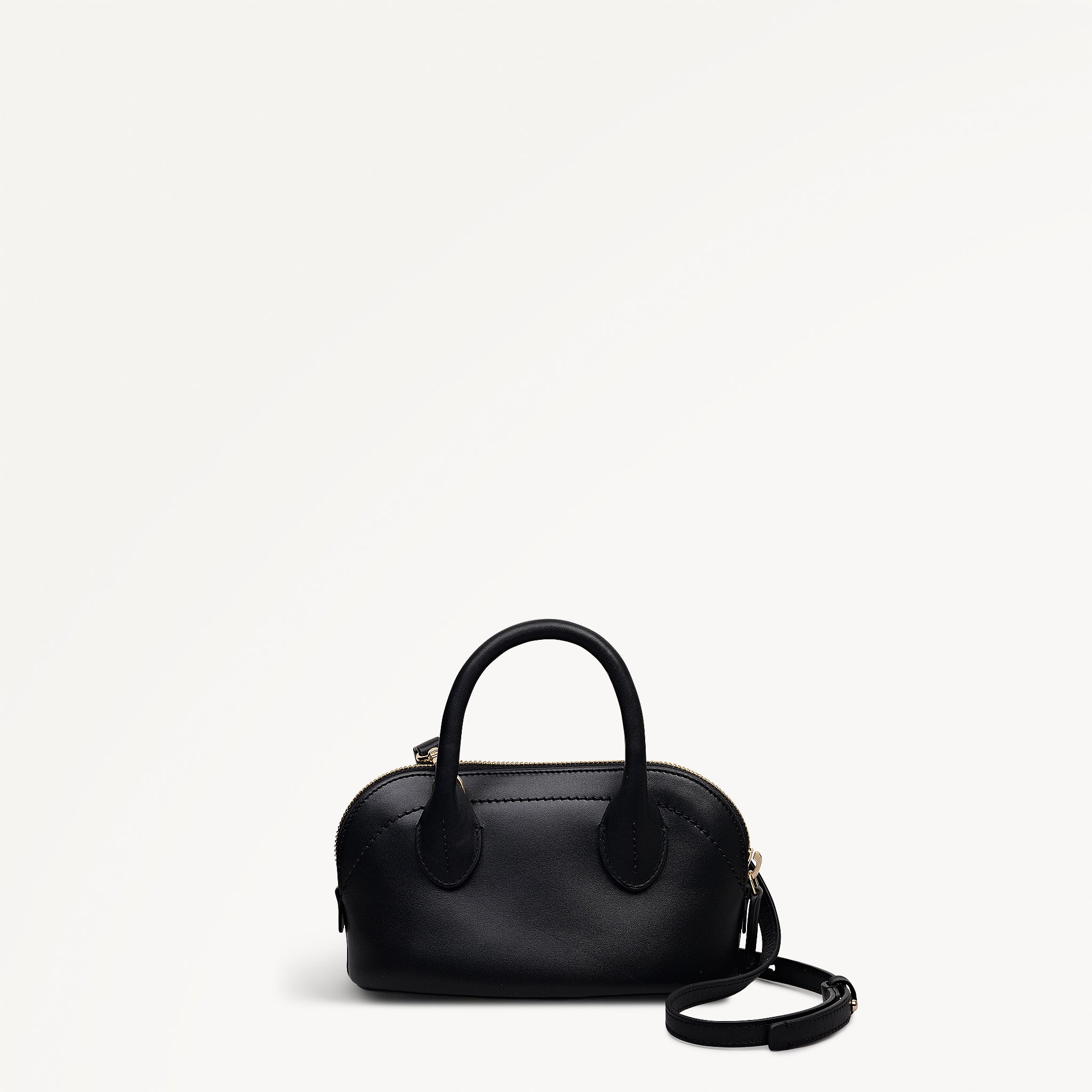 The Muriel Leather Micro Ziptop Satchel Bag in Black - 112296