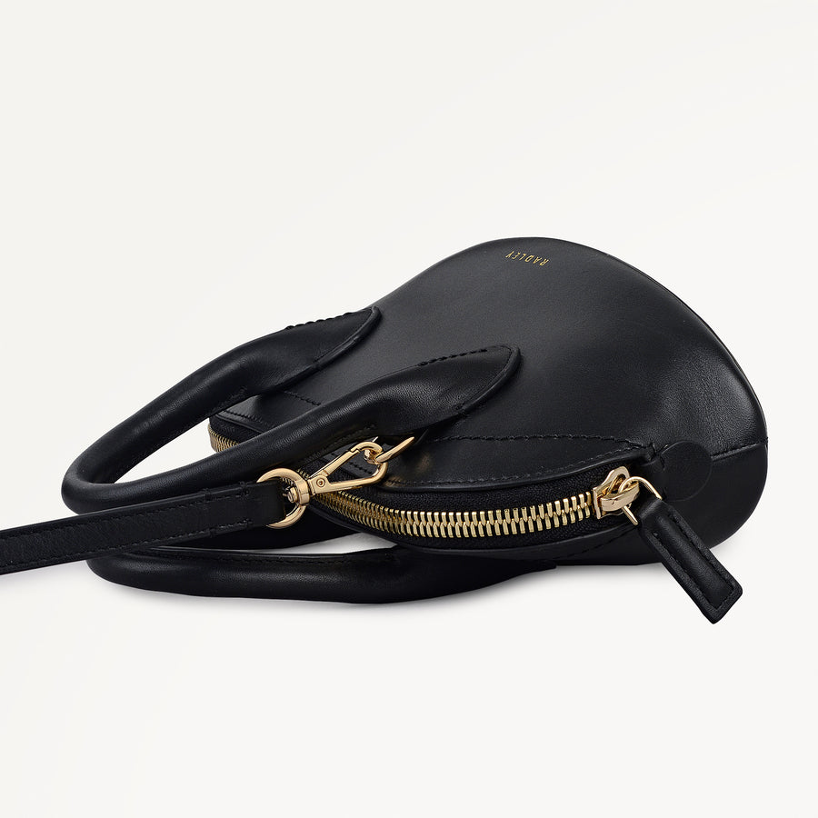 The Muriel Leather Micro Ziptop Grab Bag in Black - 112296