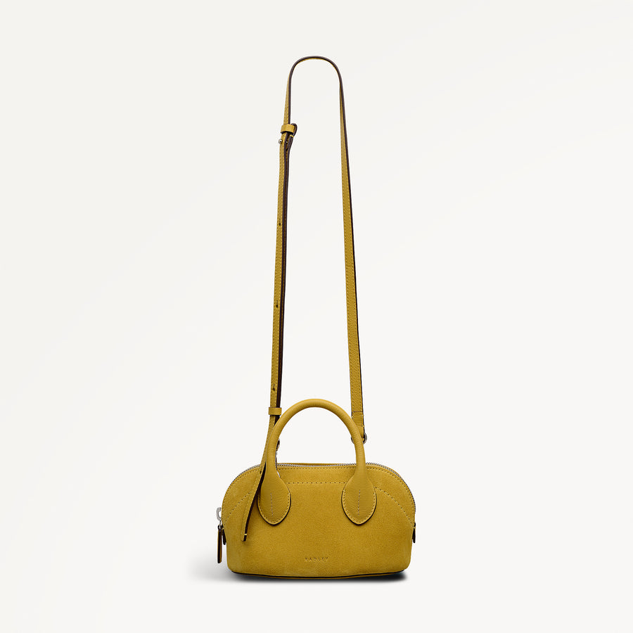 The Muriel Leather Micro Ziptop Grab Bag in Ochre - 112297