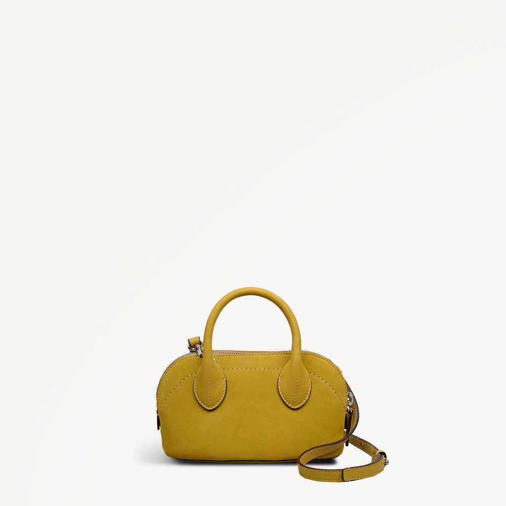 The Muriel Leather Micro Ziptop Satchel Bag in Ochre - 112297