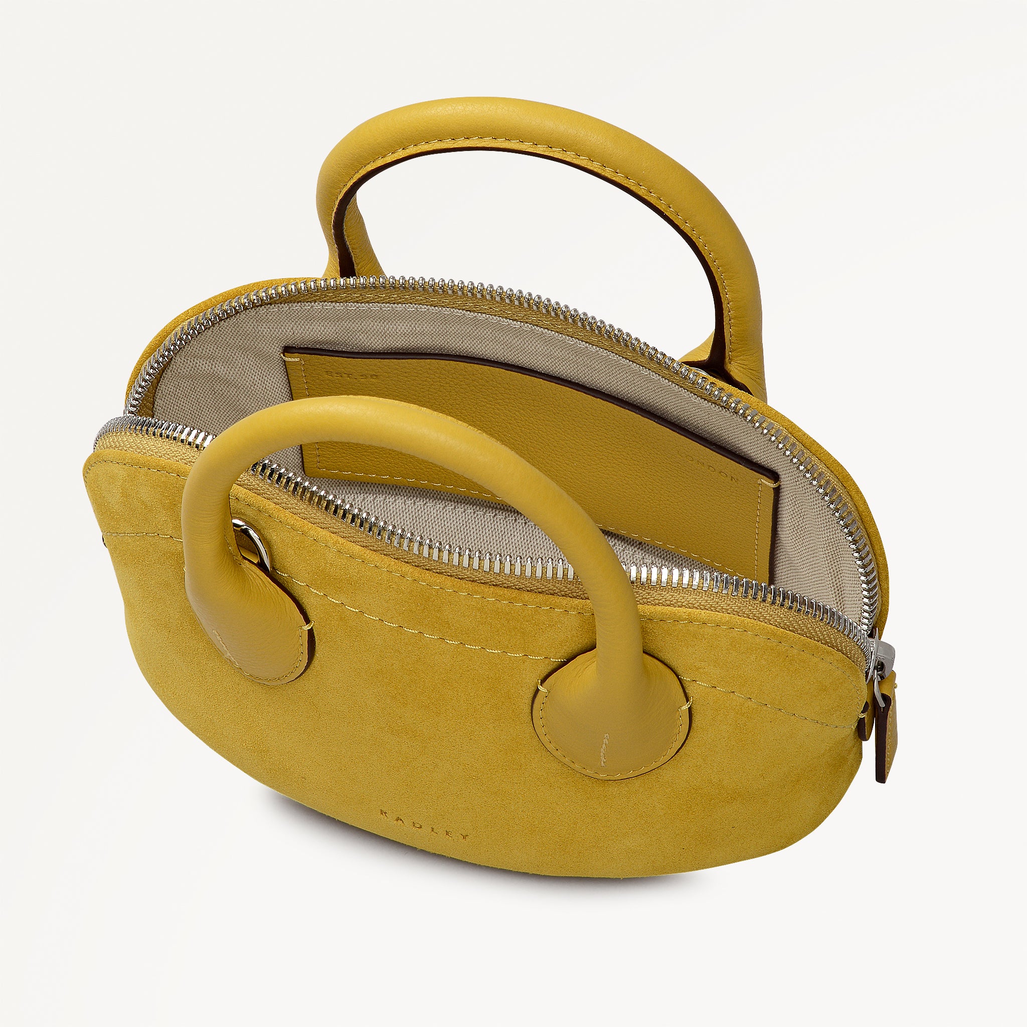 The Muriel Leather Micro Ziptop Satchel Bag in Ochre - 112297