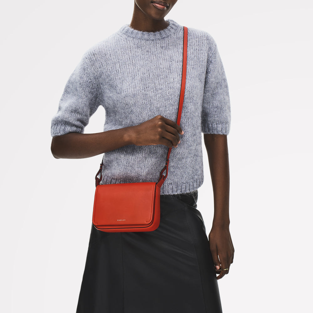 Westwell Lane Leather Small Flapover Cross Body Bag in Flame - 112299