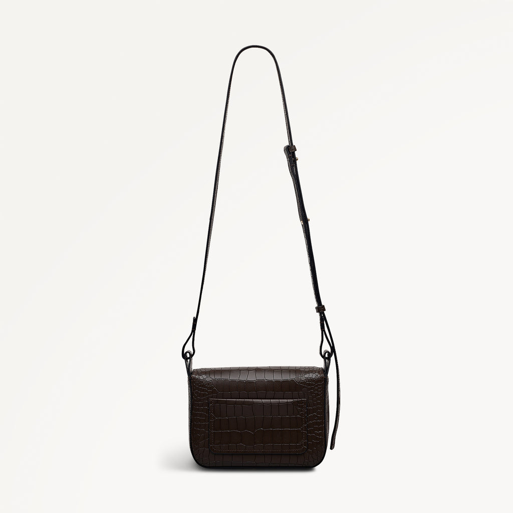 Westwell Lane Leather Small Flapover Cross Body Bag in Dark Oak - 112301