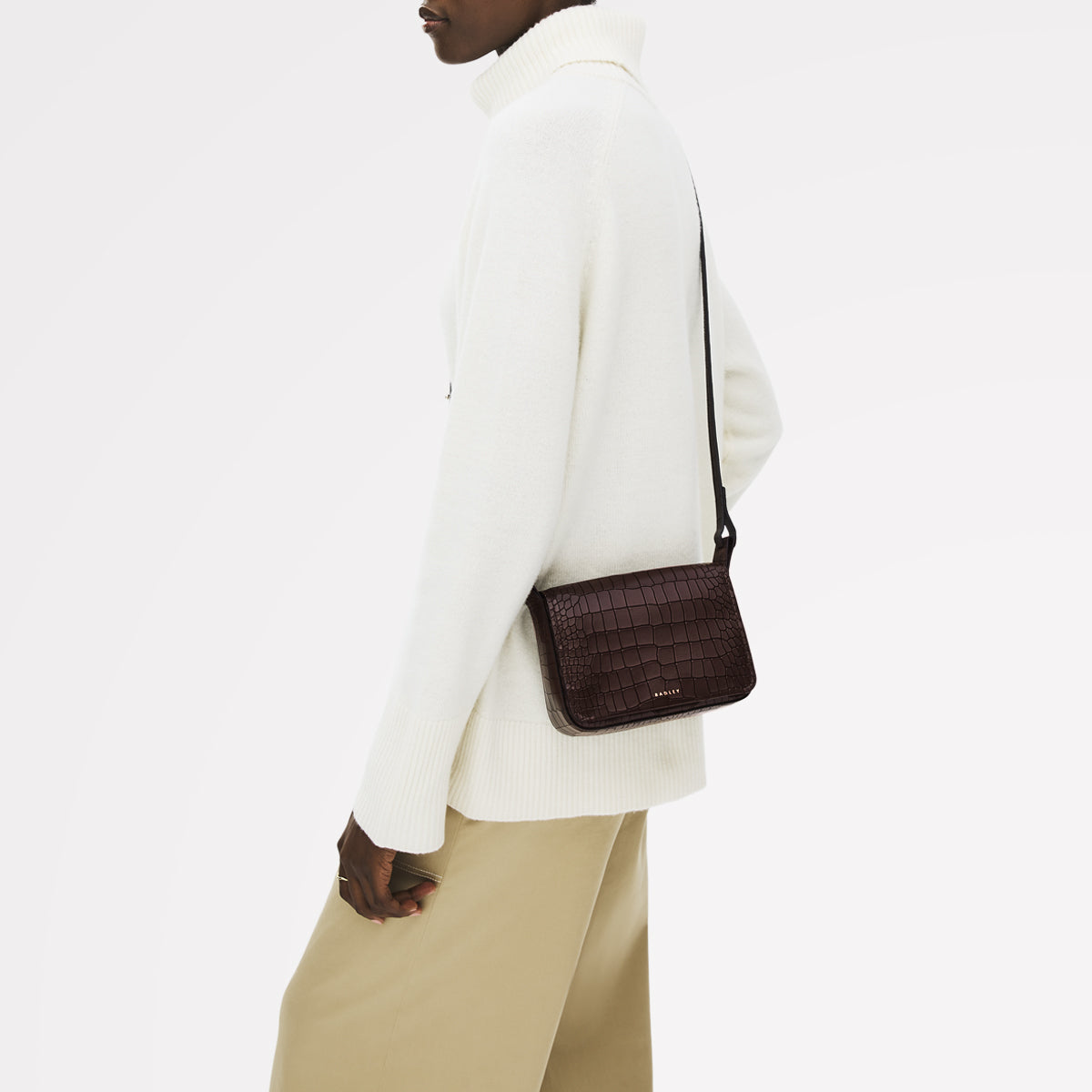 Westwell Lane Leather Small Flapover Cross Body Bag in Dark Oak - 112301