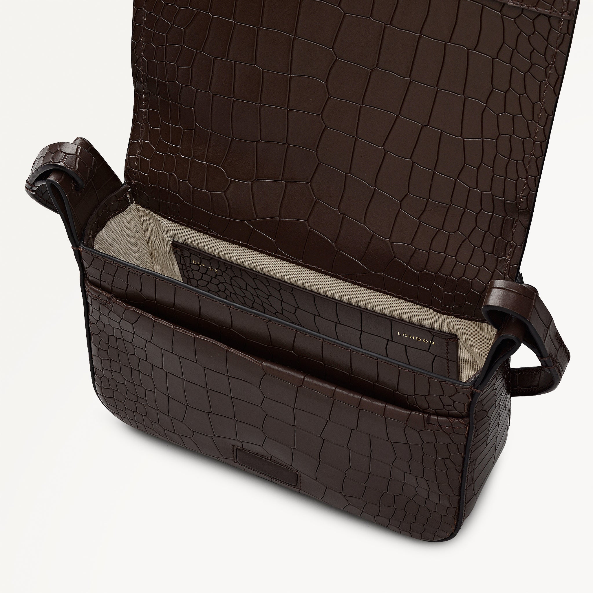 Dark Oak Small Flapover Cross Body Bag | Westwell Lane AW25