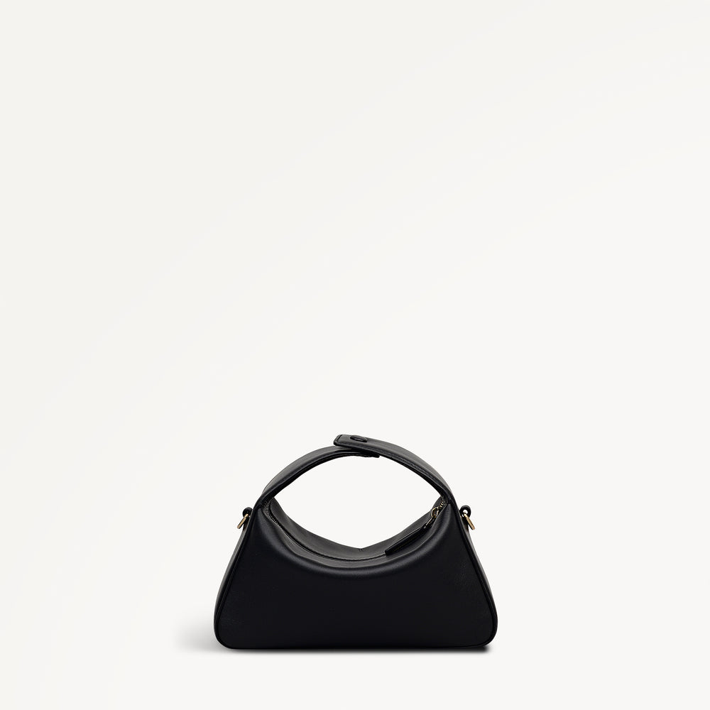 De Beauvoir Leather Small Ziptop Satchel Bag in Black - 112302