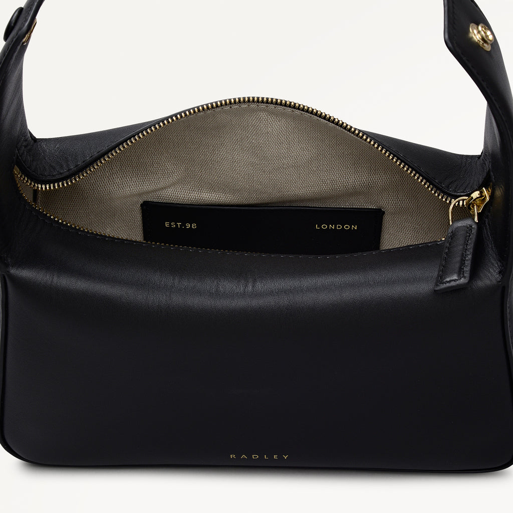 De Beauvoir Leather Small Ziptop Grab Bag in Black - 112302