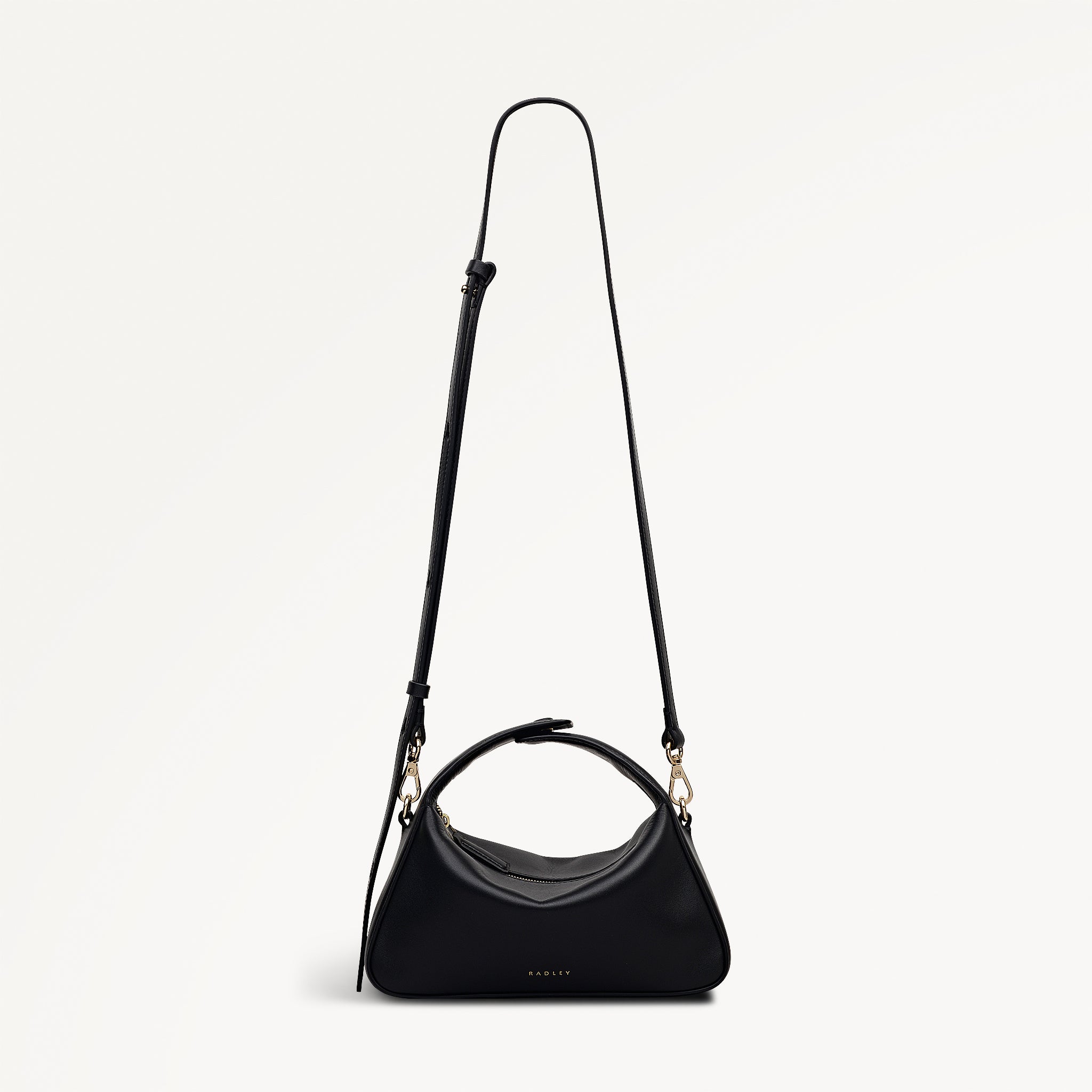 De Beauvoir Leather Small Ziptop Satchel Bag in Black - 112302