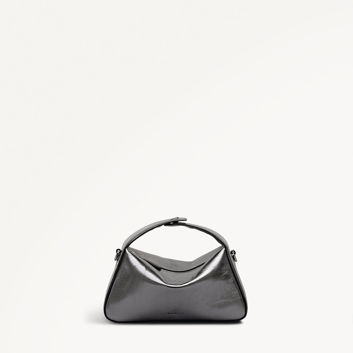 De Beauvoir Leather Small Ziptop Grab Bag in Silver - 112303
