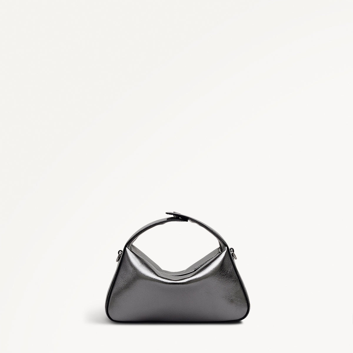 De Beauvoir Leather Small Ziptop Satchel Bag in Silver - 112303