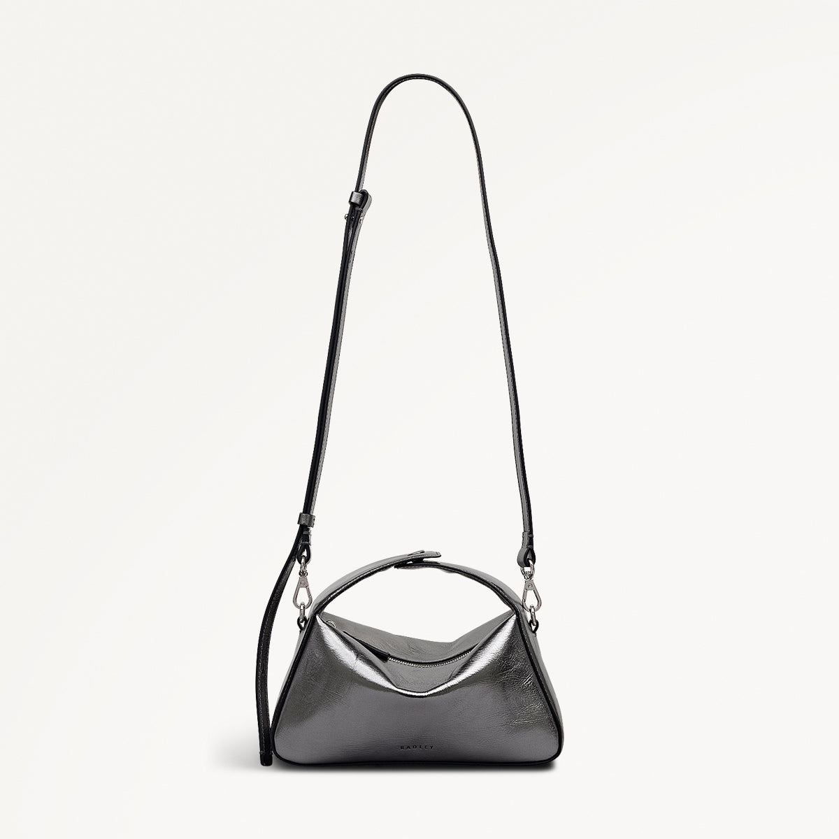 De Beauvoir Leather Small Ziptop Satchel Bag in Silver - 112303
