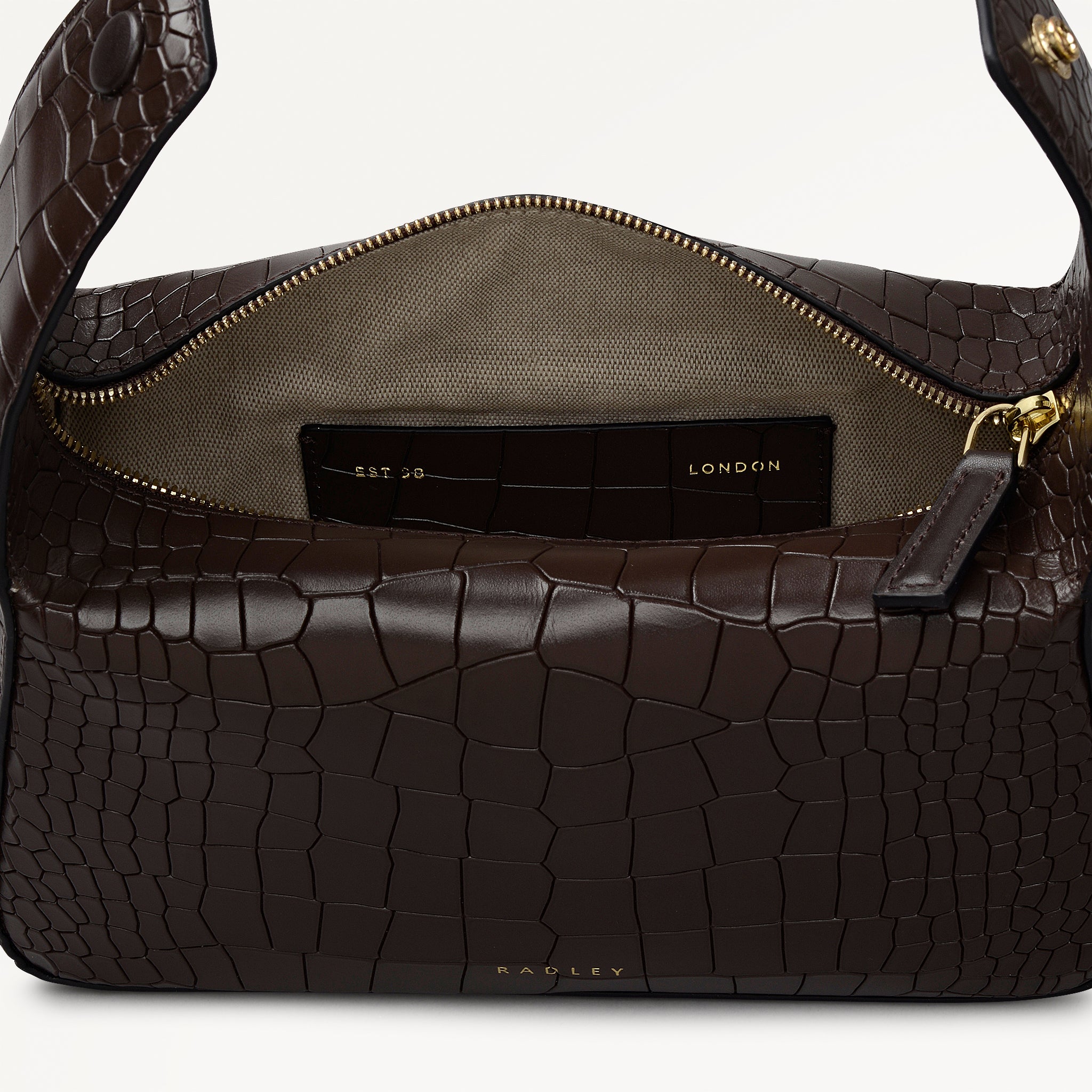 Dark Oak Small Ziptop Grab Bag | De Beauvoir AW25 | Radley London