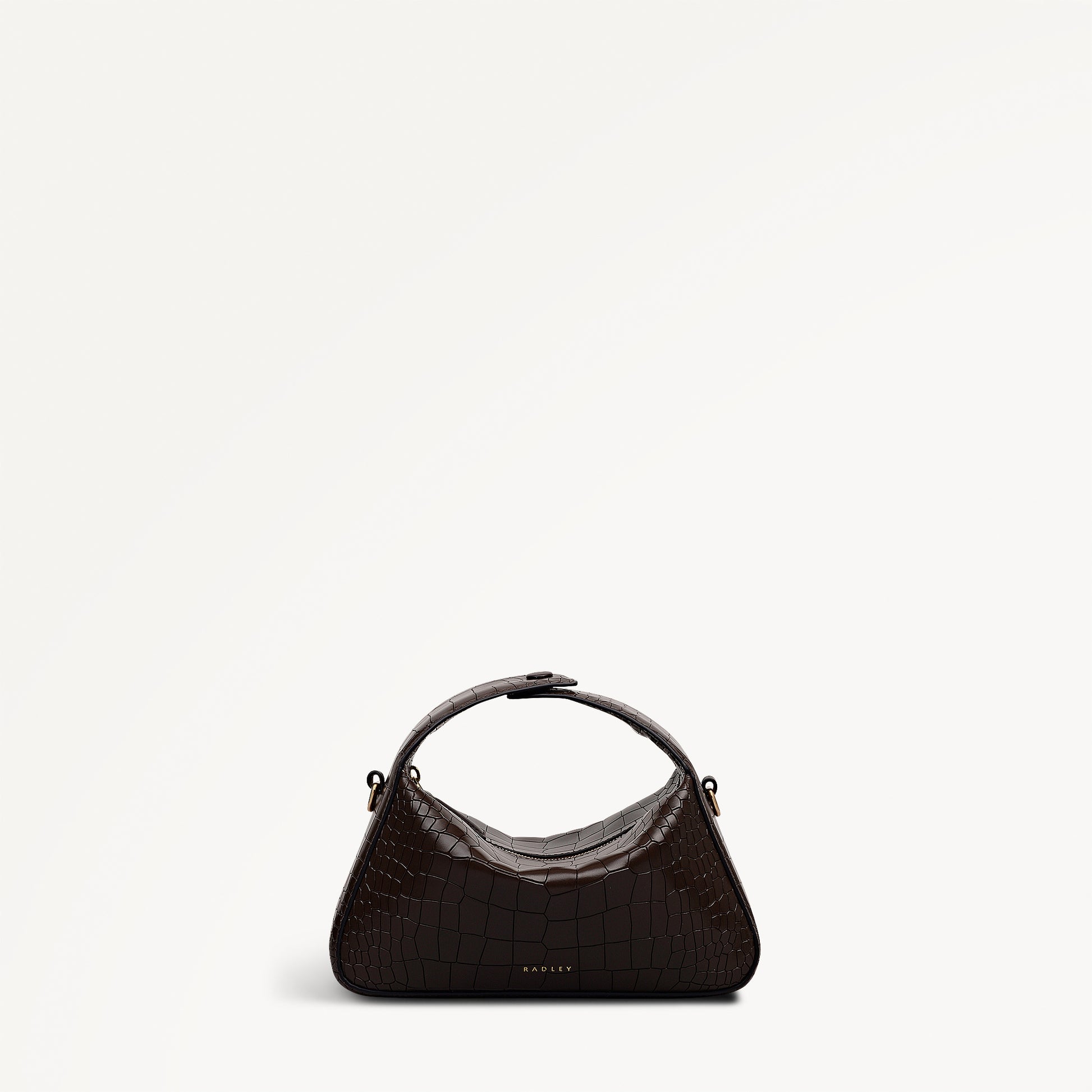 De Beauvoir Leather Small Ziptop Grab Bag in Dark Oak - 112304