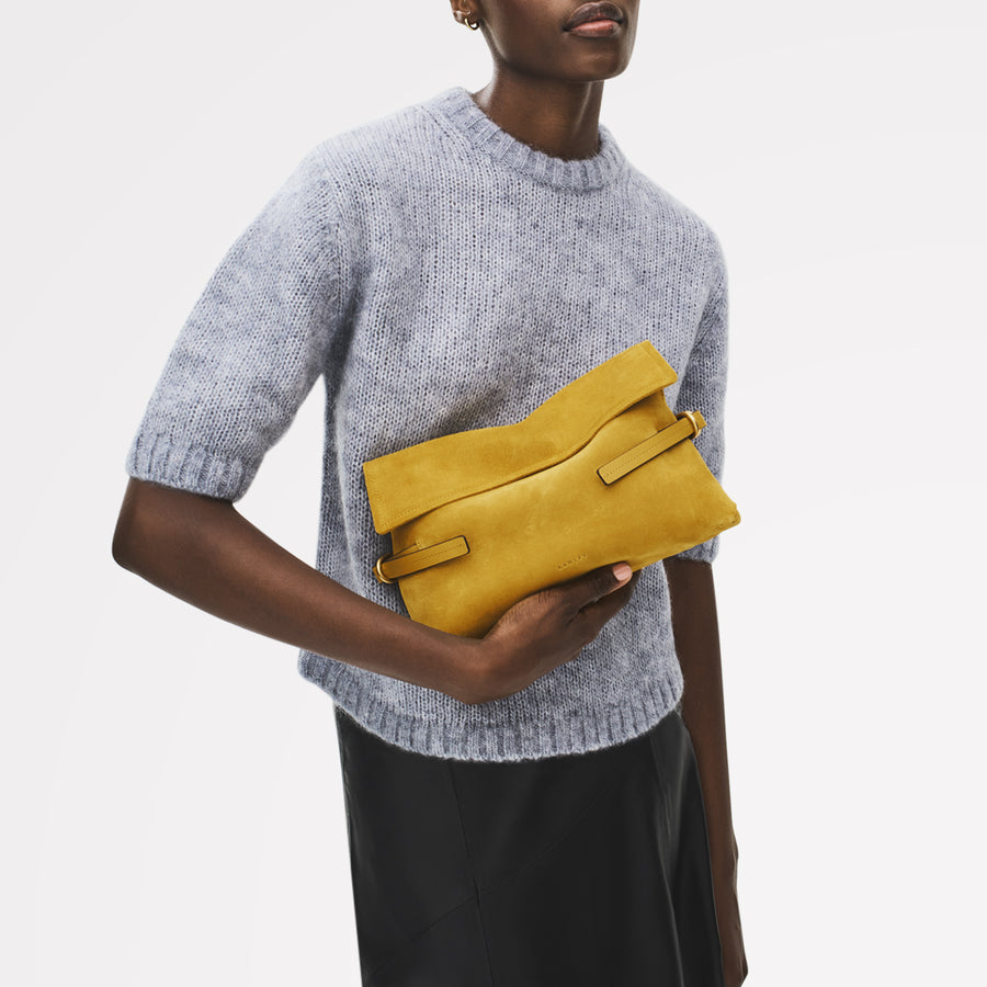 Fleet Street Suede Medium Flapover Clutch Bag - RHE21904