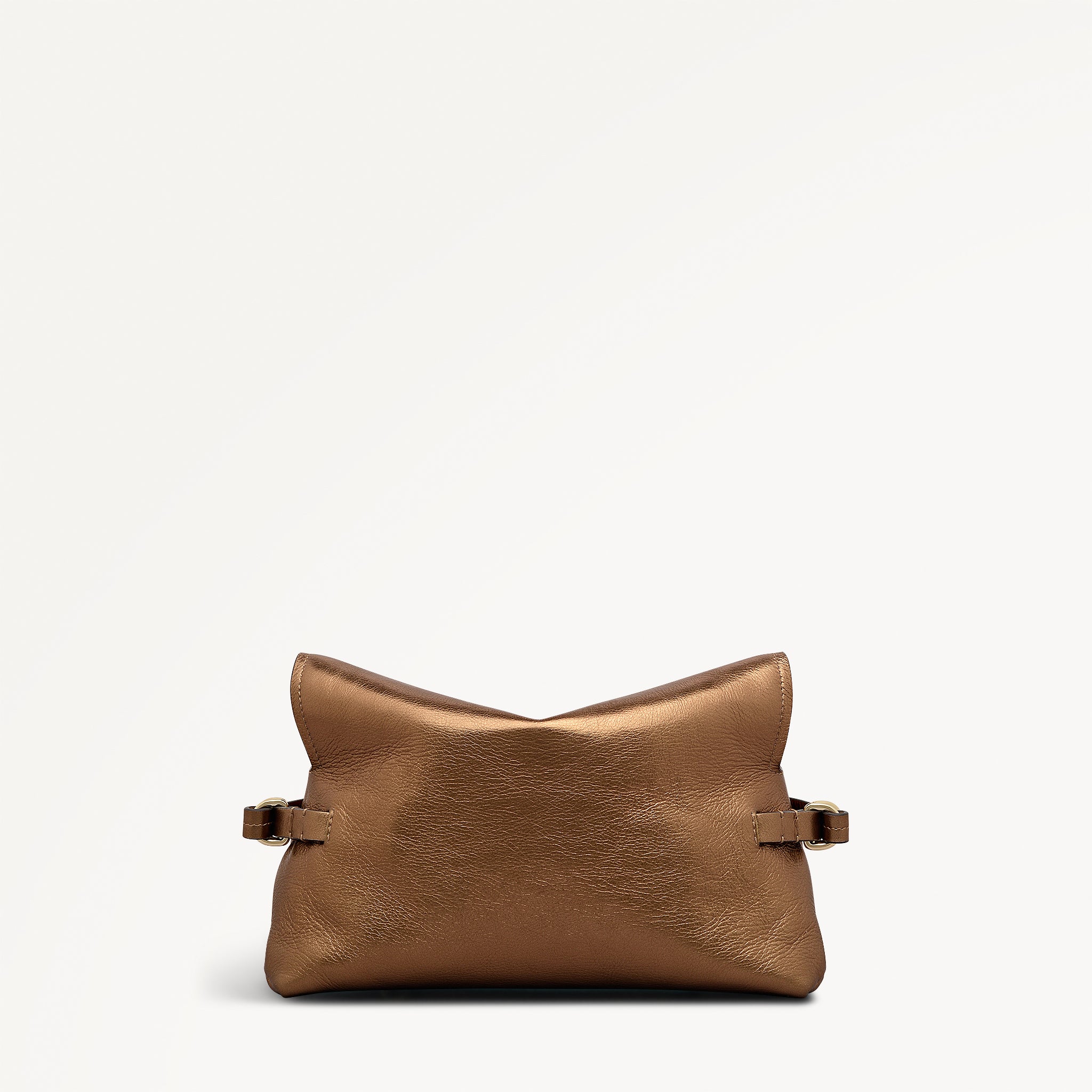 Fleet Street Leather Medium Flapover Clutch Bag in Olive Gold - 112308