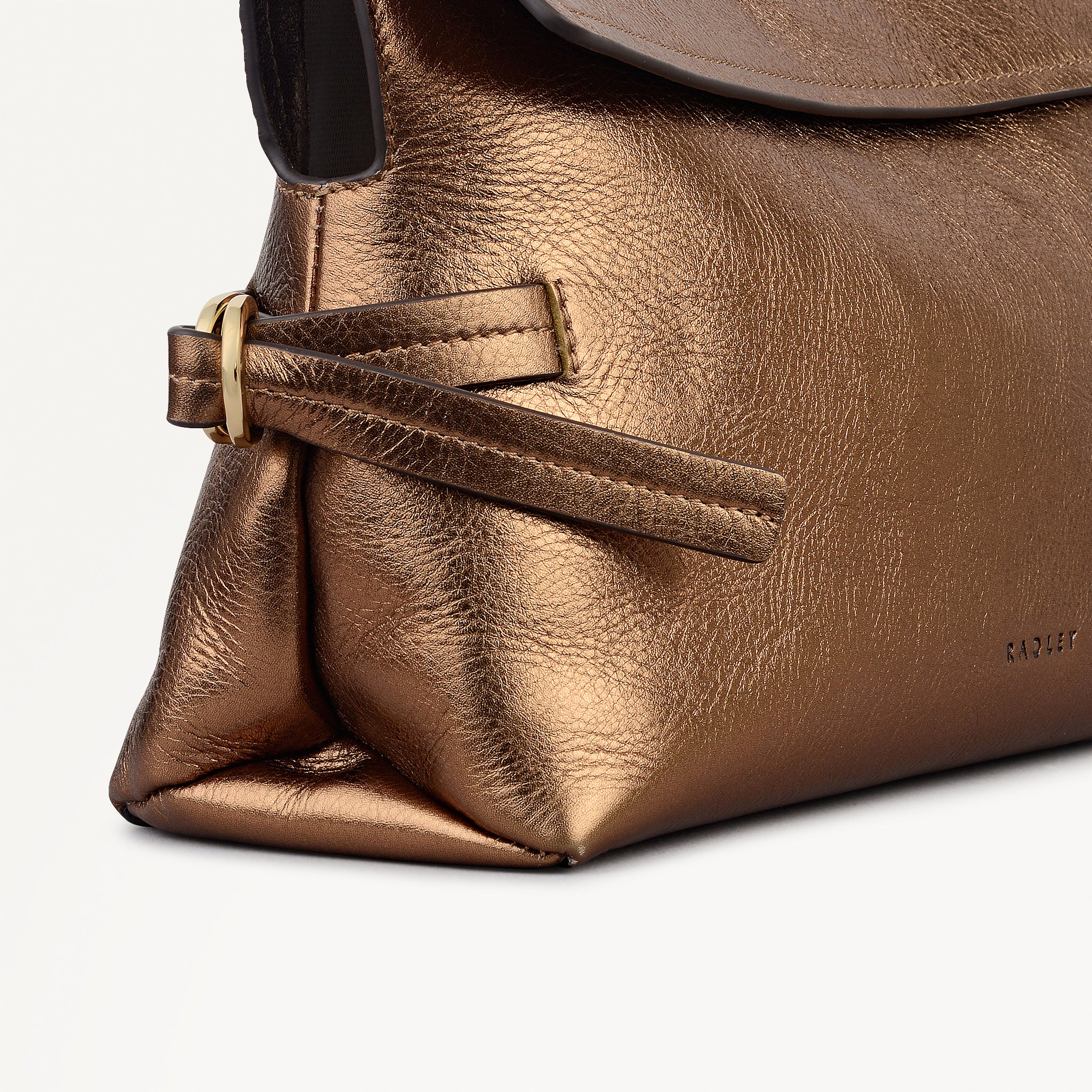 Fleet Street Leather Medium Flapover Clutch Bag in Olive Gold - 112308