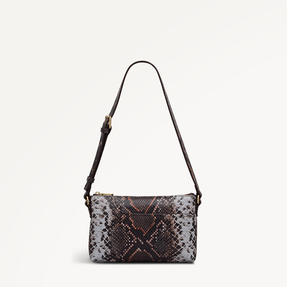 Pockets Leather Mini Ziptop Ew Shoulder Bag in Carmine - 112309