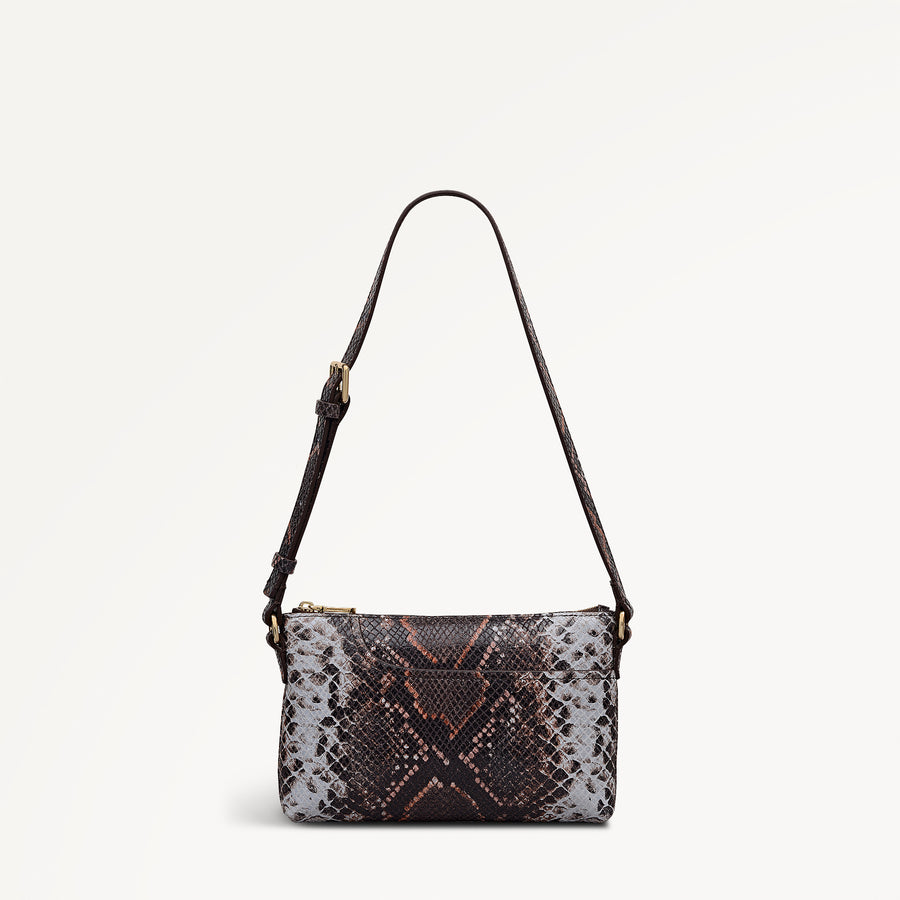 Pockets Leather Mini Ziptop Ew Shoulder Bag in Carmine - 112309