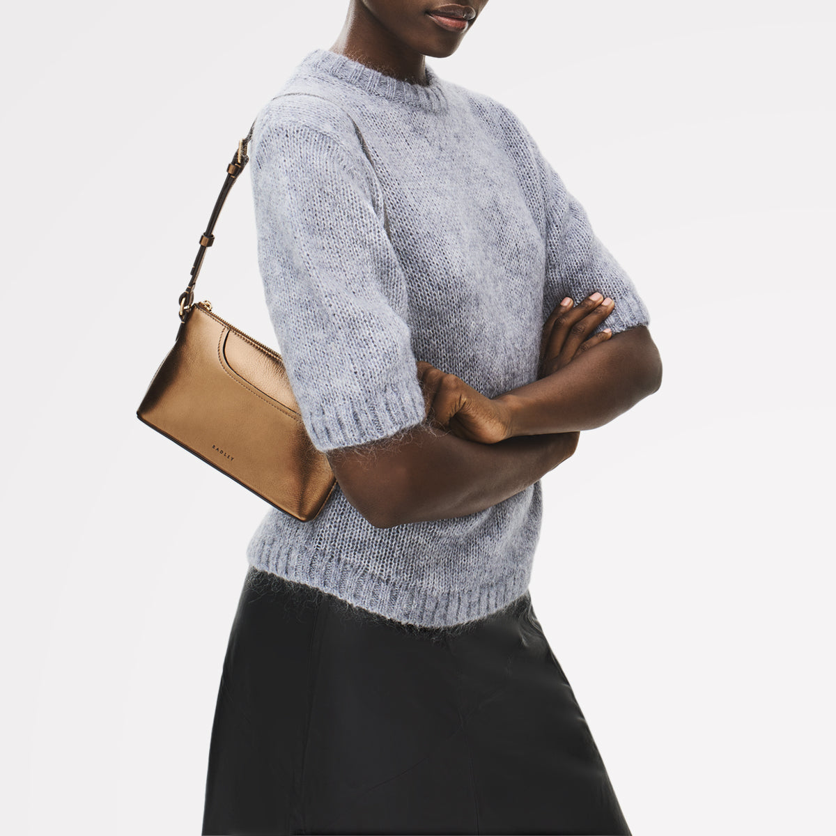 Olive Gold Mini Ziptop East-West Shoulder Bag | Pockets AW25