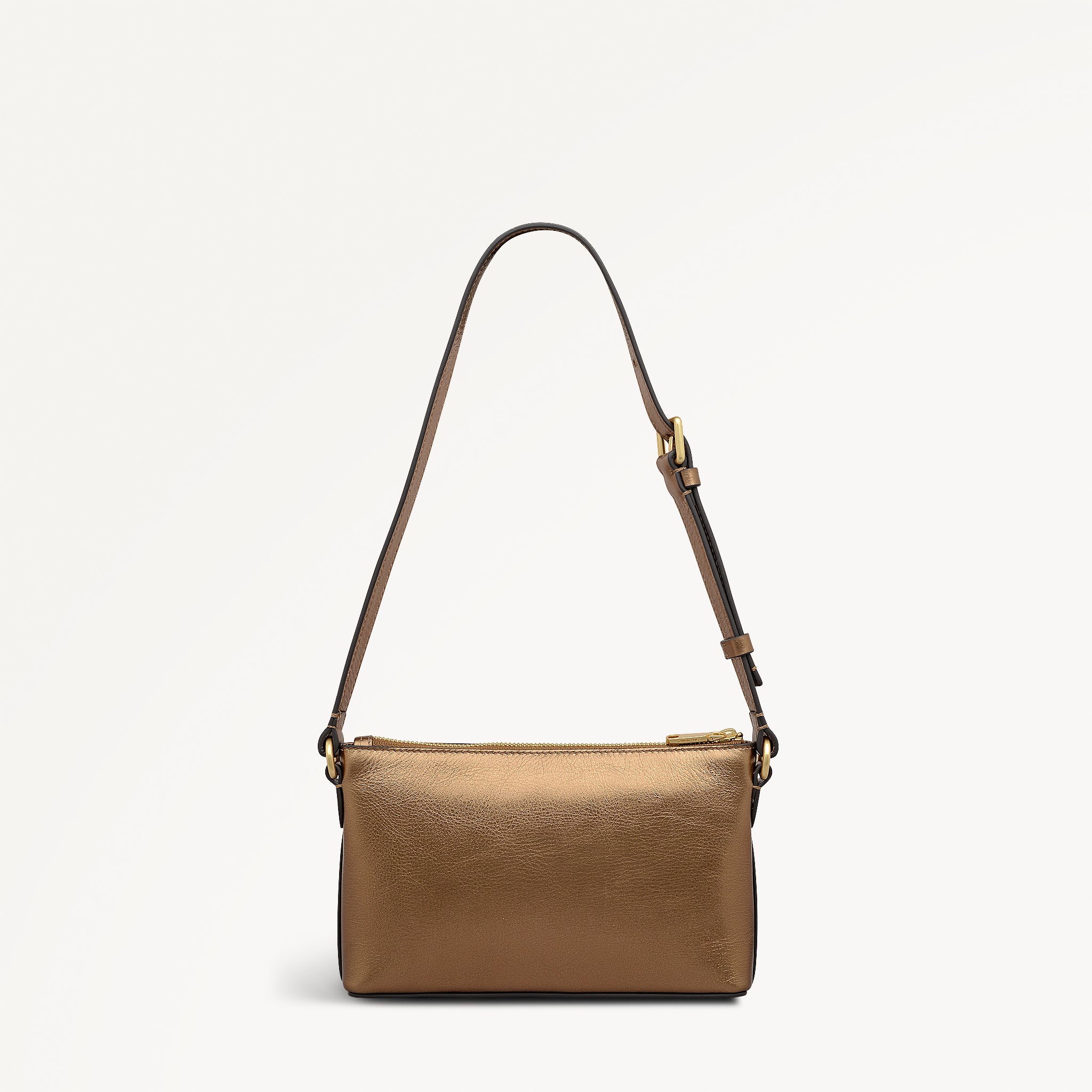 Pockets Leather Mini Ziptop Ew Shoulder Bag in Olive Gold - 112311
