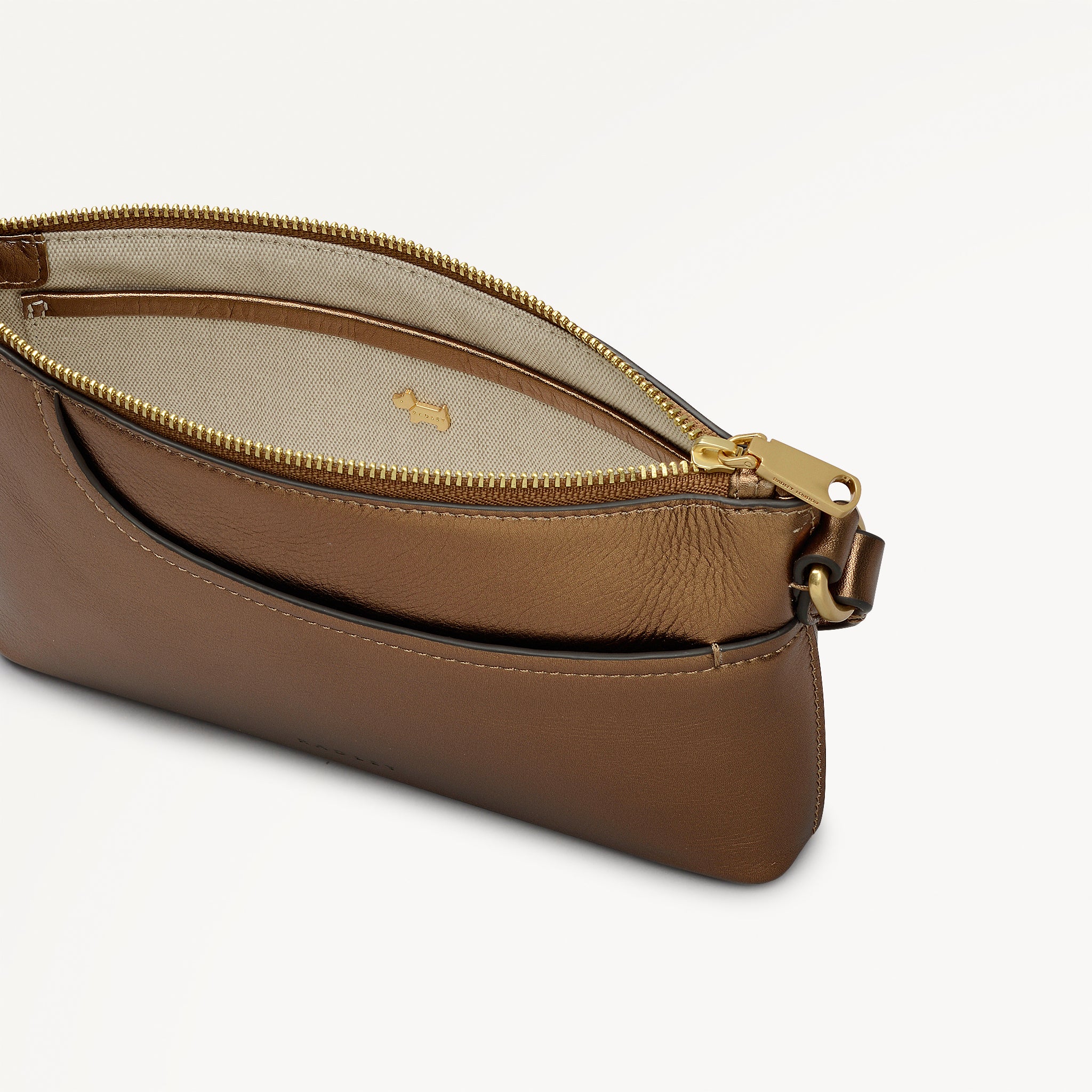 Olive Gold Mini Ziptop East-West Shoulder Bag | Pockets AW25