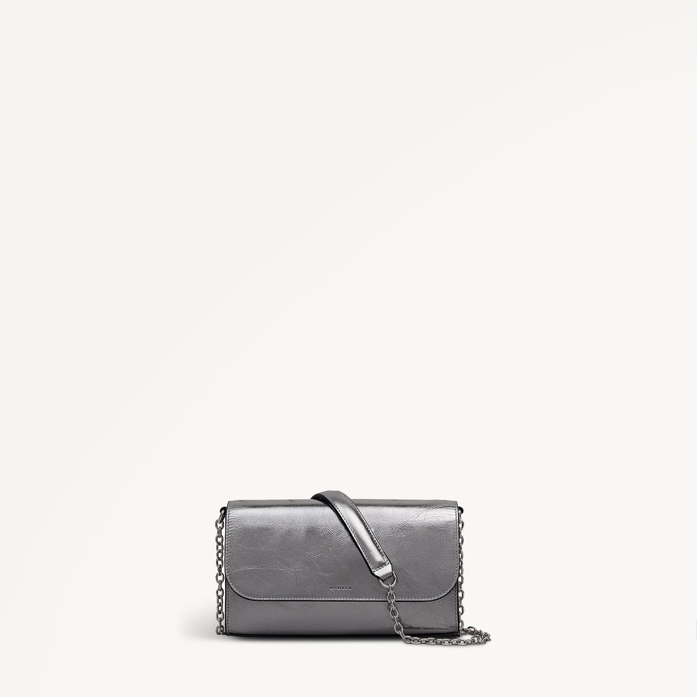 The Rathbone - Metallic Micro Flapover Cross Body Silver - 112313