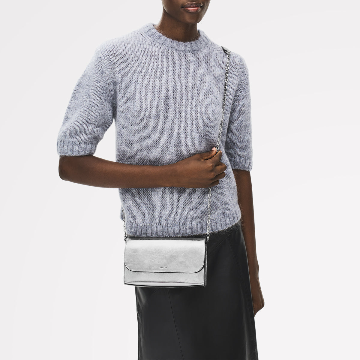 The Rathbone - Metallic Micro Flapover Cross Body Silver - 112313