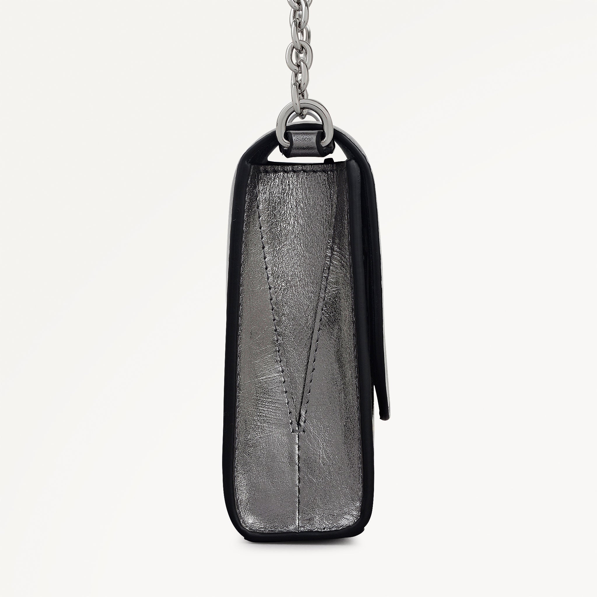 The Rathbone - Metallic Micro Flapover Cross Body Silver - 112313