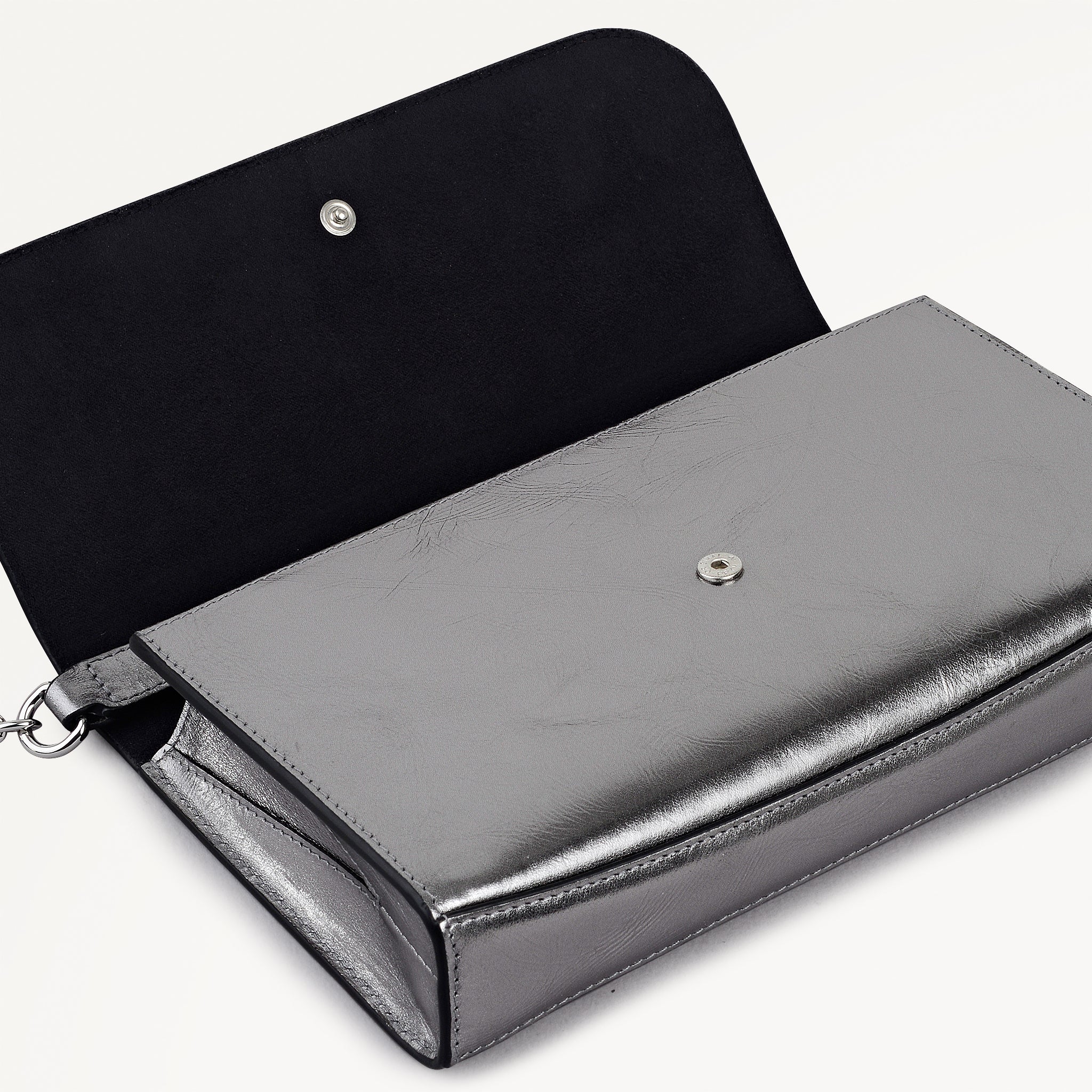 The Rathbone - Metallic Micro Flapover Cross Body Silver - 112313