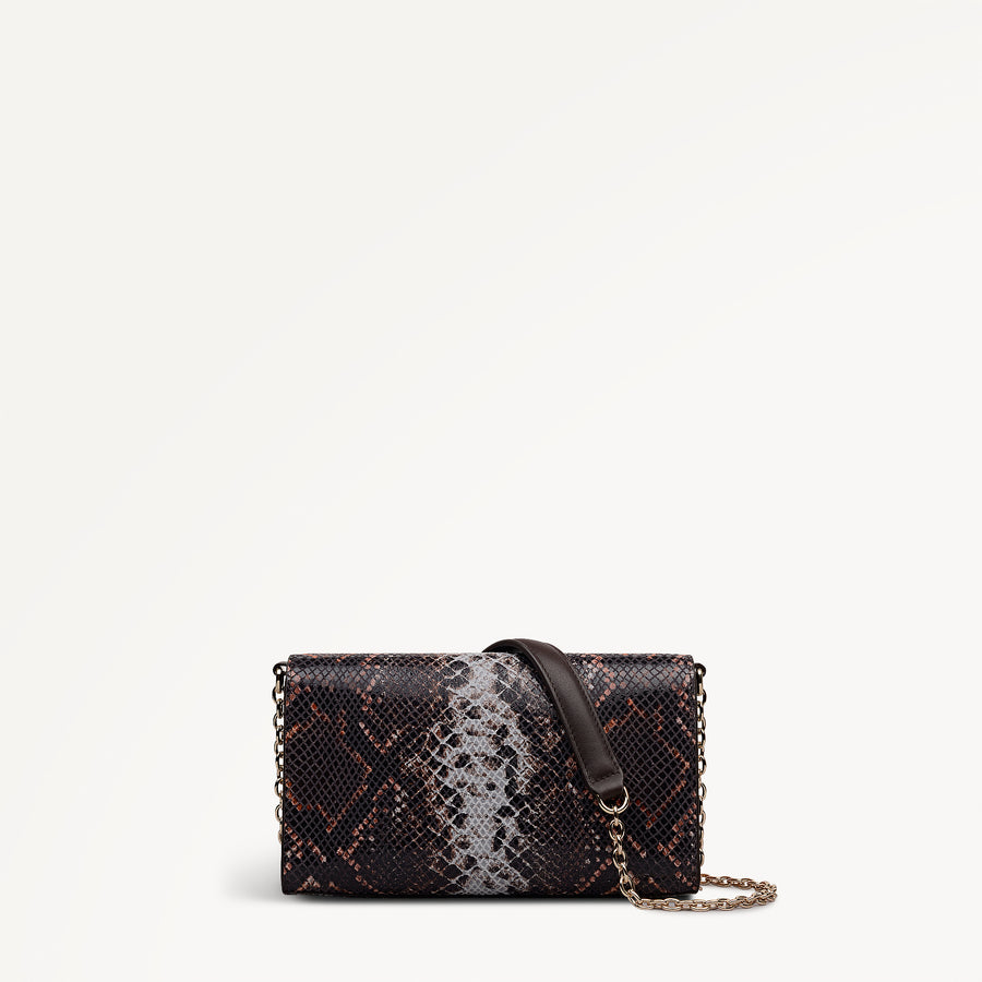 The Rathbone - Faux Snake Micro Flapover Cross Body Carmine - 112314