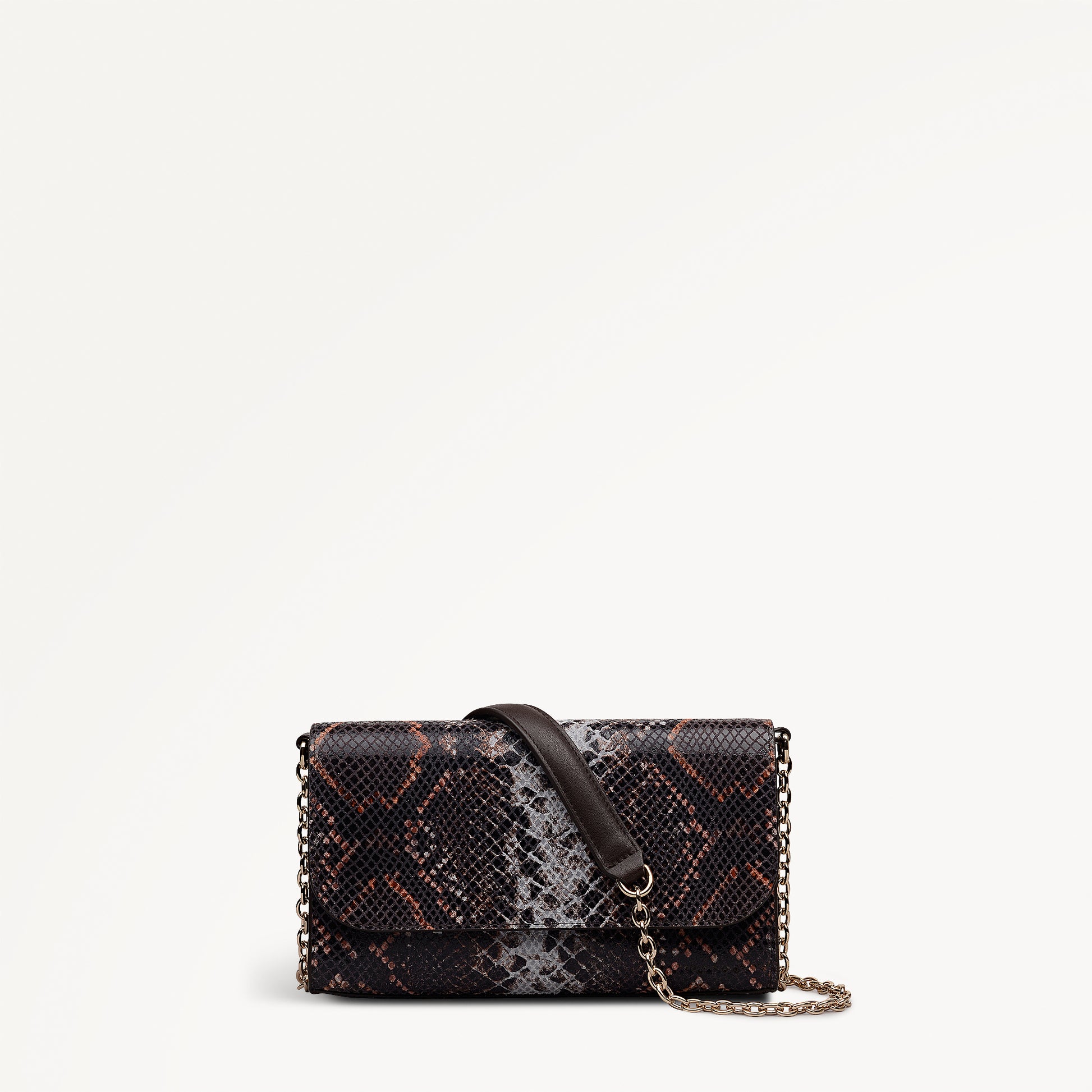 The Rathbone - Faux Snake Micro Flapover Cross Body Carmine - 112314
