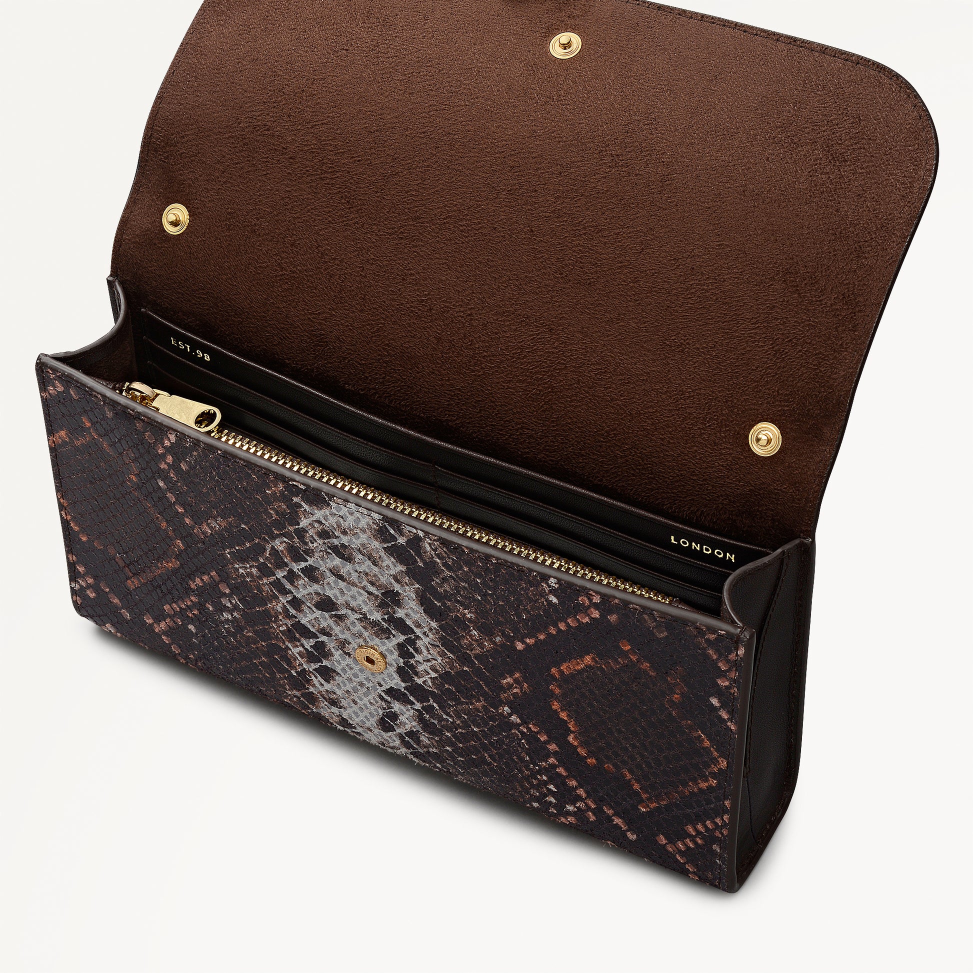 The Rathbone - Faux Snake Micro Flapover Cross Body Carmine - 112314