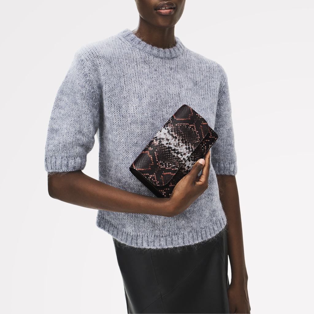 The Rathbone - Faux Snake Micro Flapover Cross Body Carmine - 112314