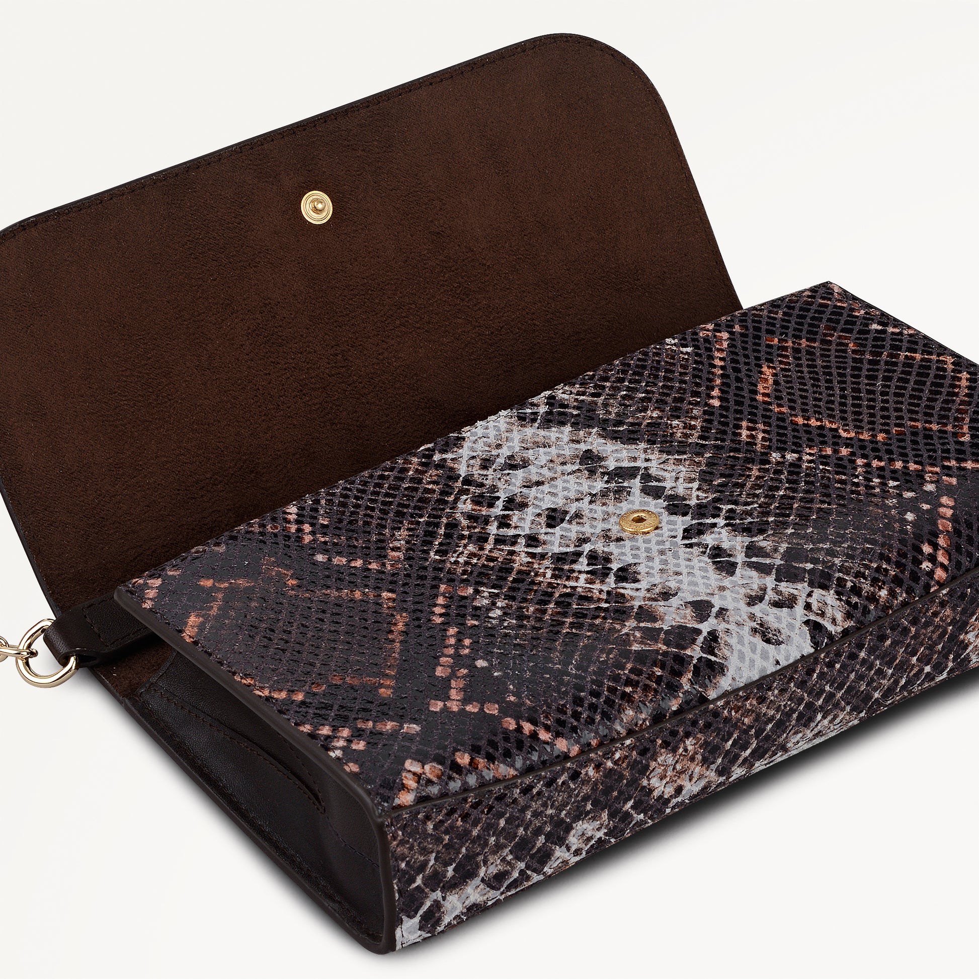 The Rathbone - Faux Snake Micro Flapover Cross Body Carmine - 112314