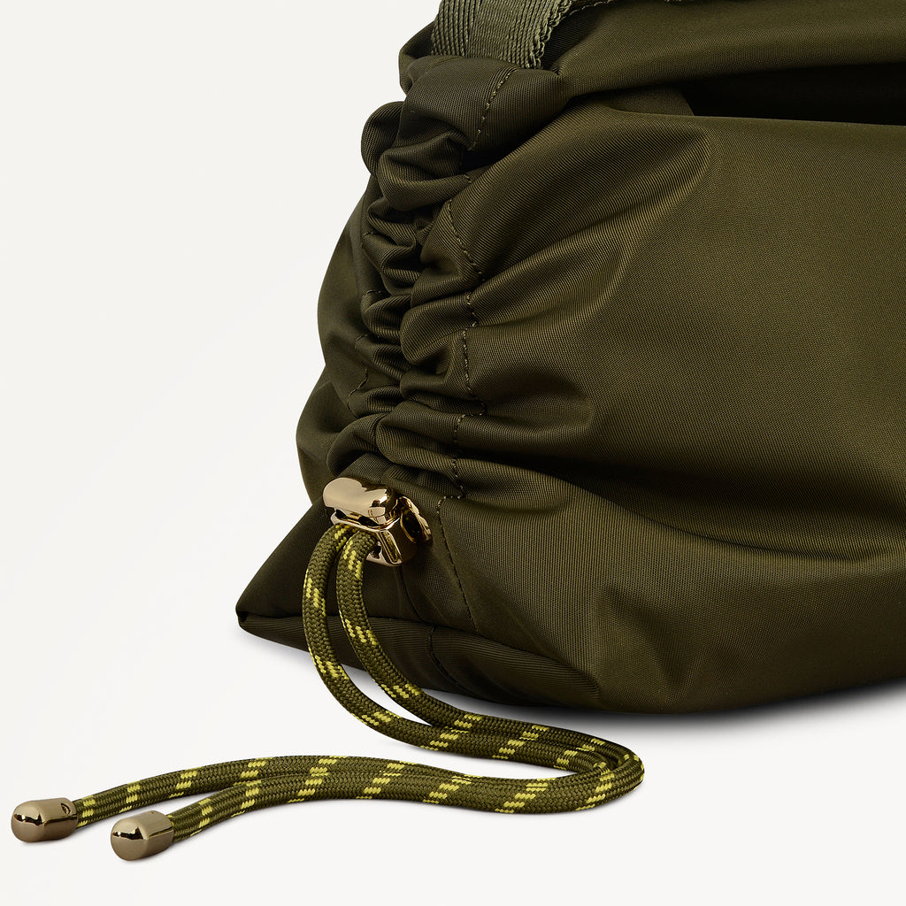 Eden Row Fabric Medium Ziptop Cross Body Bag in Khaki - 112324