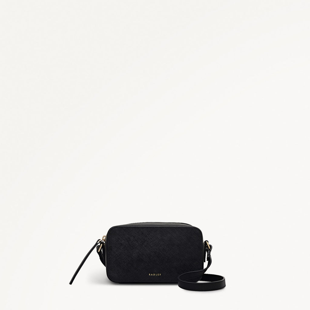 Beech Row Leather Mini Zip Around Cross Body Bag in Black - 112325