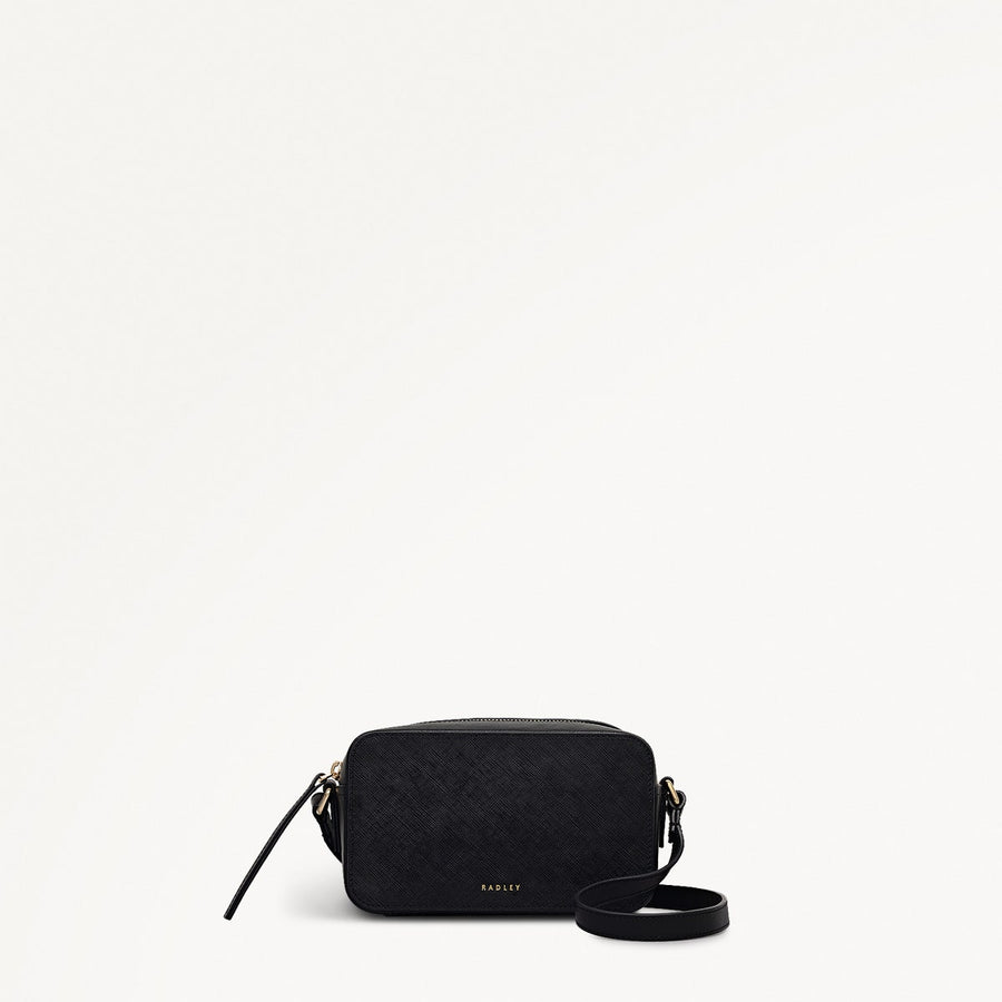 Beech Row Leather Mini Zip Around Cross Body Bag in Black - 112325