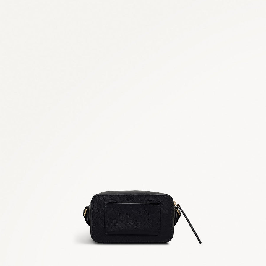 Beech Row Leather Mini Zip Around Cross Body Bag in Black - 112325