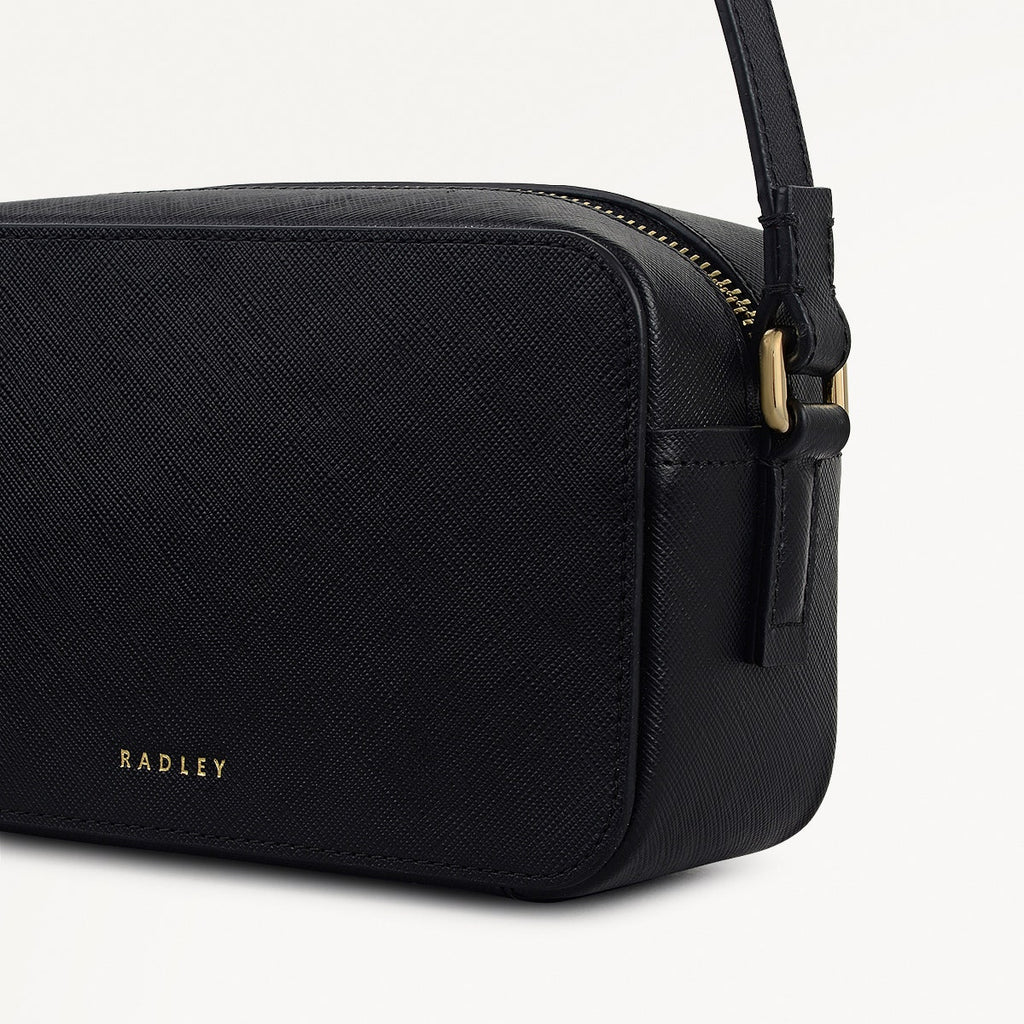 Beech Row Leather Mini Zip Around Cross Body Bag in Black - 112325