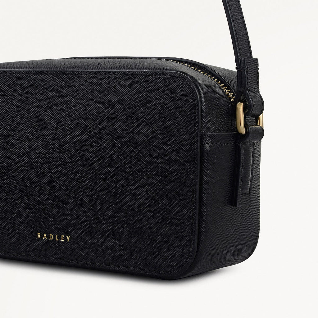 Beech Row Leather Mini Zip Around Cross Body Bag in Black - 112325