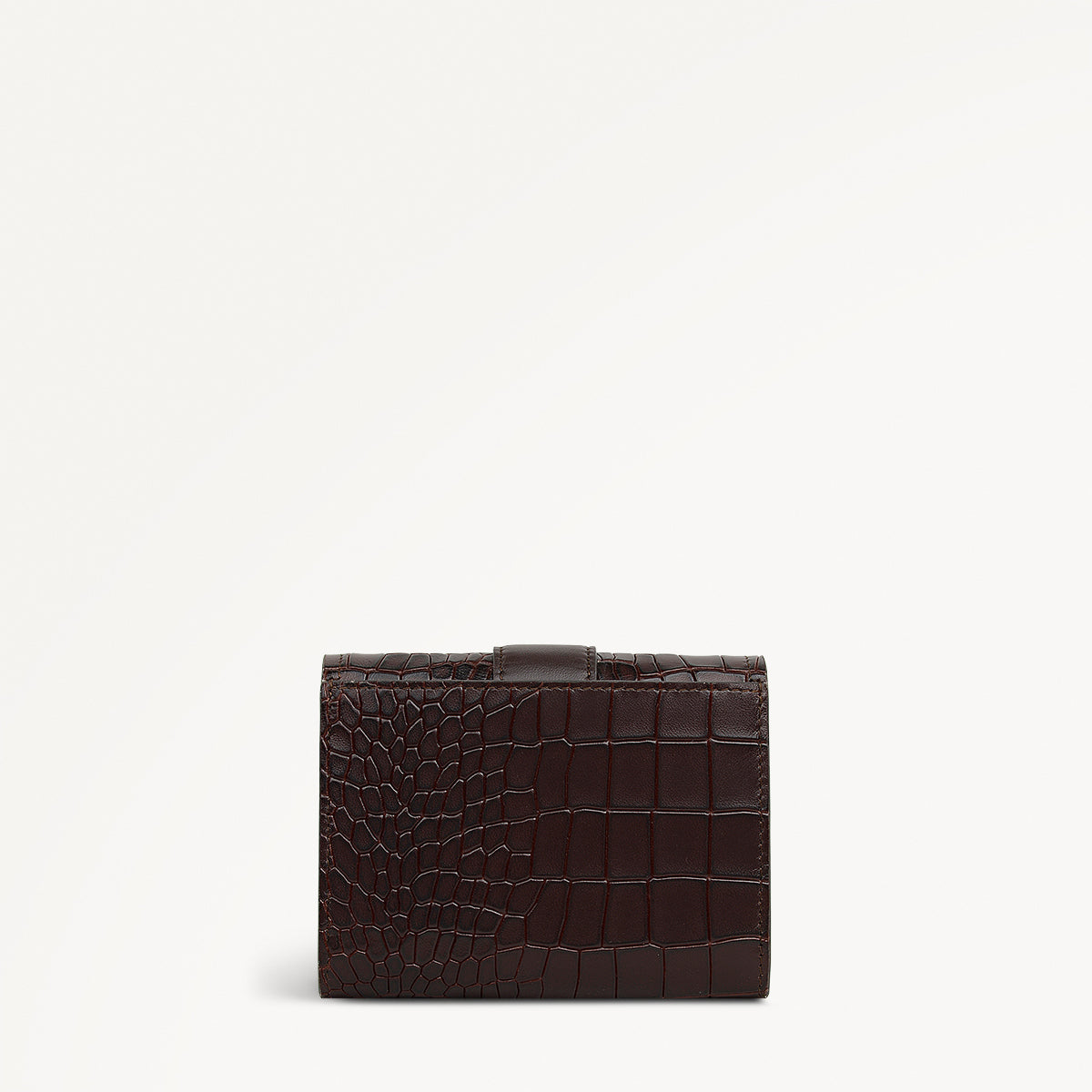 SLOANE MEWS - FAUX CROC MEDIUM FLAPOVER Wallet DARK BROWN