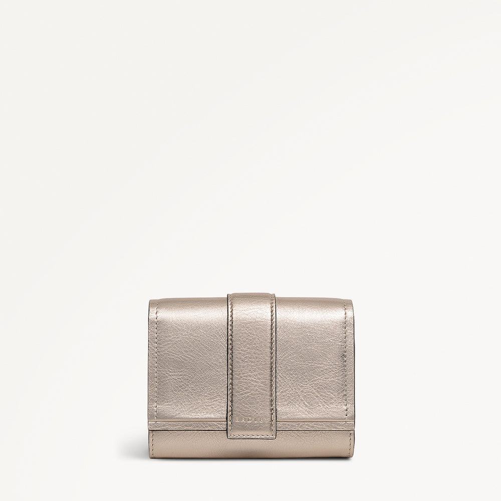 SLOANE MEWS - METALLIC MEDIUM FLAPOVER wallet PYRITE