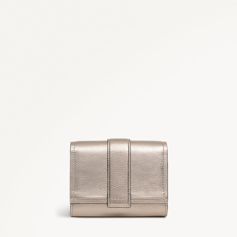 SLOANE MEWS - METALLIC MEDIUM FLAPOVER wallet PYRITE
