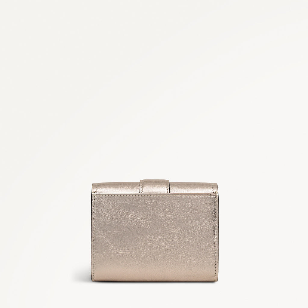 SLOANE MEWS - METALLIC MEDIUM FLAPOVER wallet PYRITE
