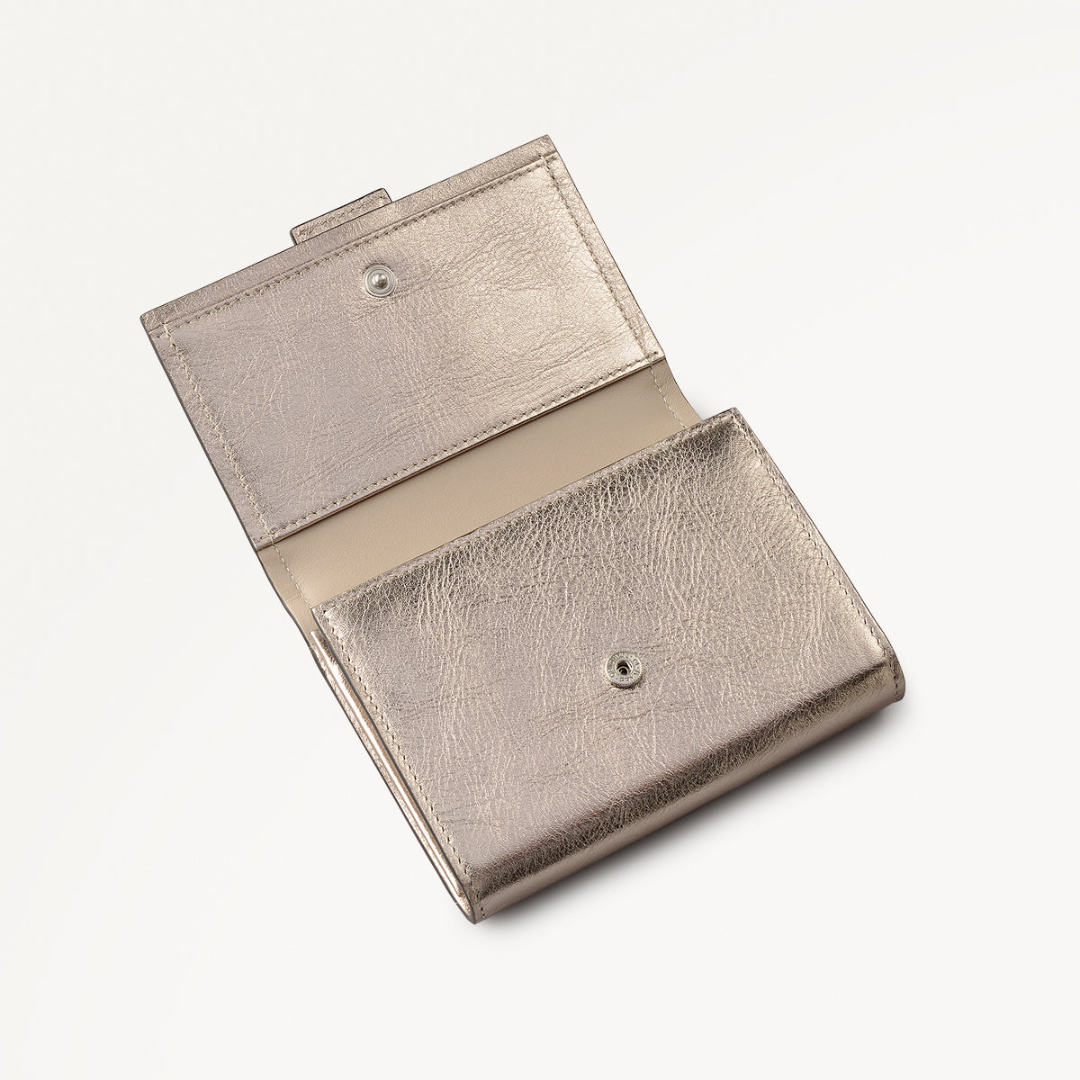 SLOANE MEWS - METALLIC MEDIUM FLAPOVER wallet PYRITE
