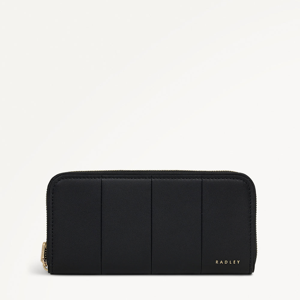 YORK MEWS - PATCHWORK LARGE ZIP AROUND WALLET BLACK