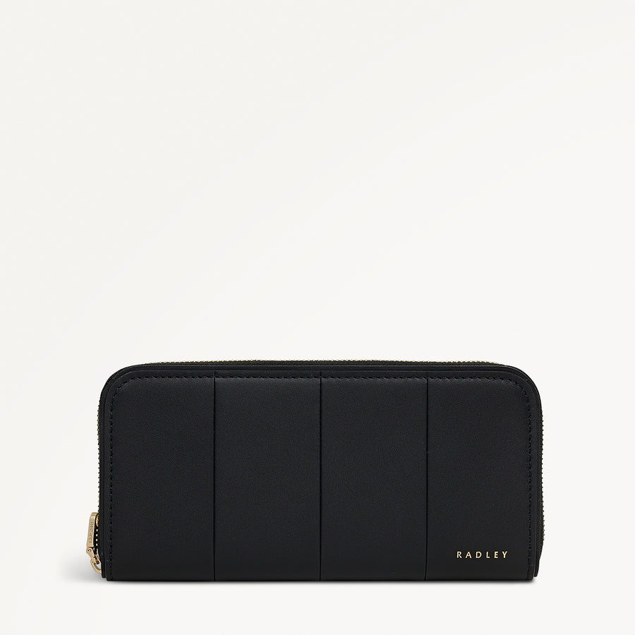 YORK MEWS - PATCHWORK LARGE ZIP AROUND WALLET BLACK