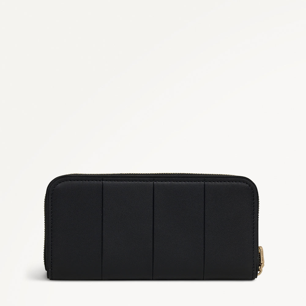 YORK MEWS - PATCHWORK LARGE ZIP AROUND WALLET BLACK