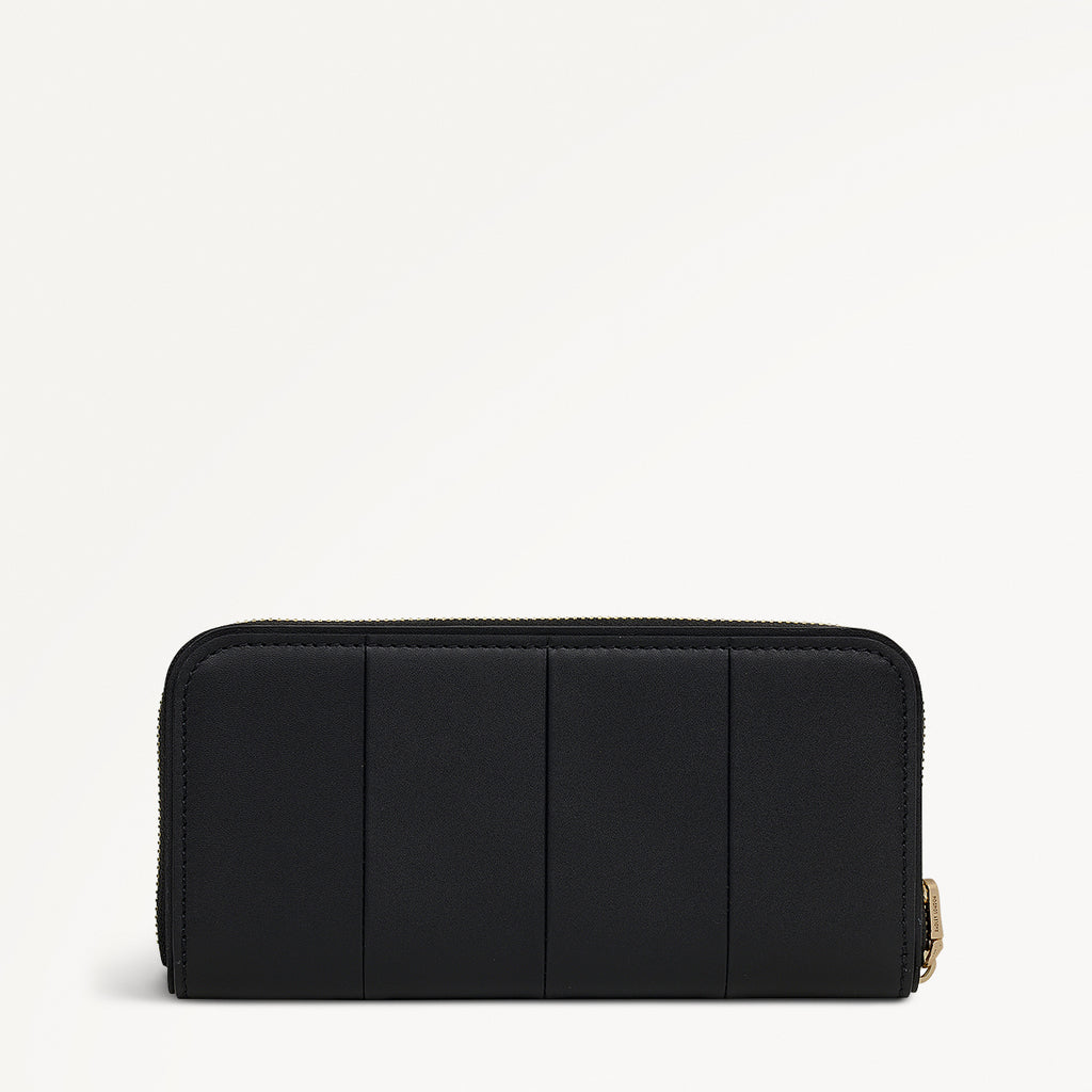 YORK MEWS - PATCHWORK LARGE ZIP AROUND WALLET BLACK